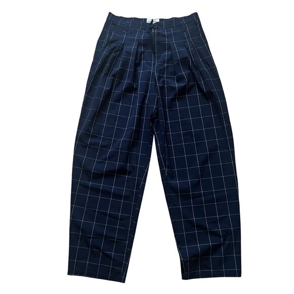 Make my Lemonade Pants - Make My Lemonade Women’s Plaid Trouser Pleated Pants Blue Size French 42/US 12